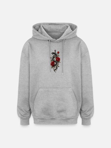 Serpent des Roses Épées - Sweat à capuche oversize unisexe - gris chiné