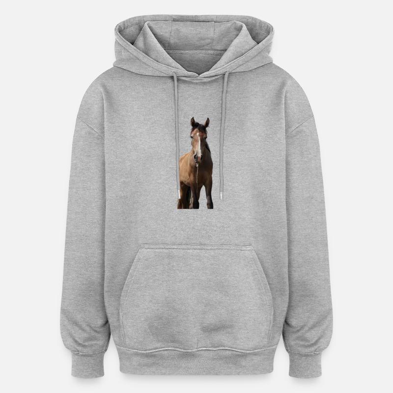 Pferd Mädchen Geschenk - Oversized Unisex Hoodie - Grau meliert