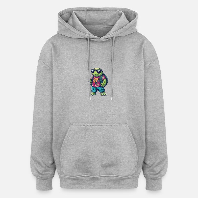 Schildkröte Comic Cool Sommer - Oversized Unisex Hoodie - Grau meliert