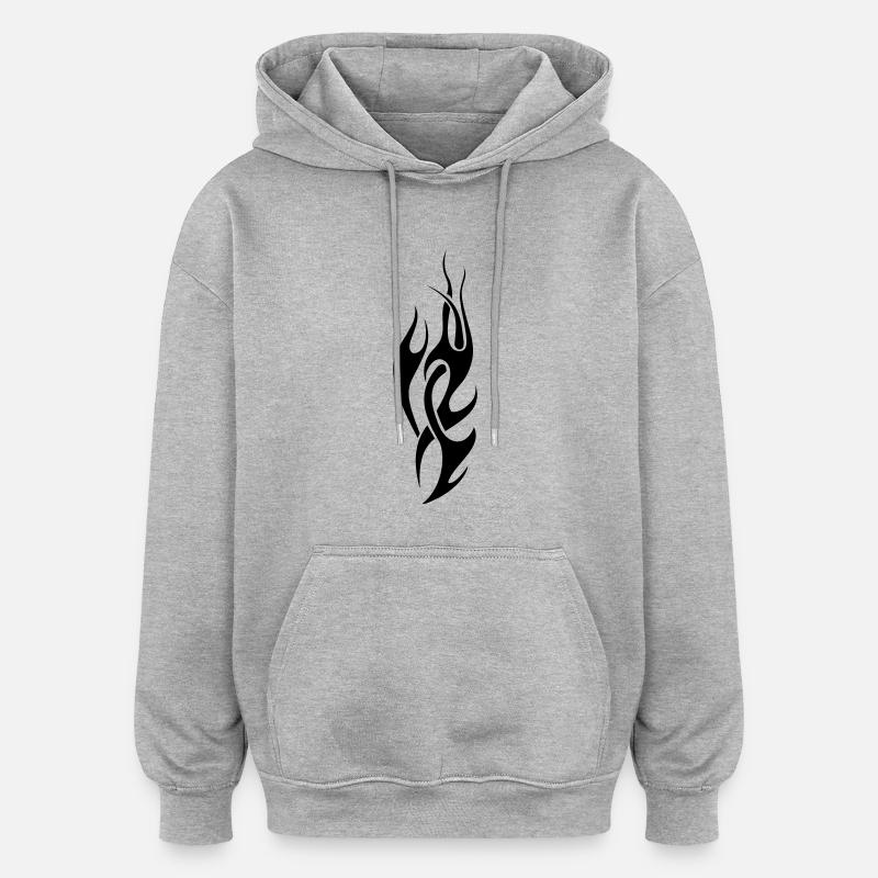 tribal flame - Sweat à capuche oversize unisexe - gris chiné