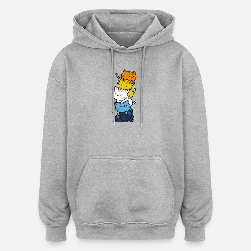 Kawaii Katzen- Aroace Pride Flagge - Oversized Unisex Hoodie - Grau meliert