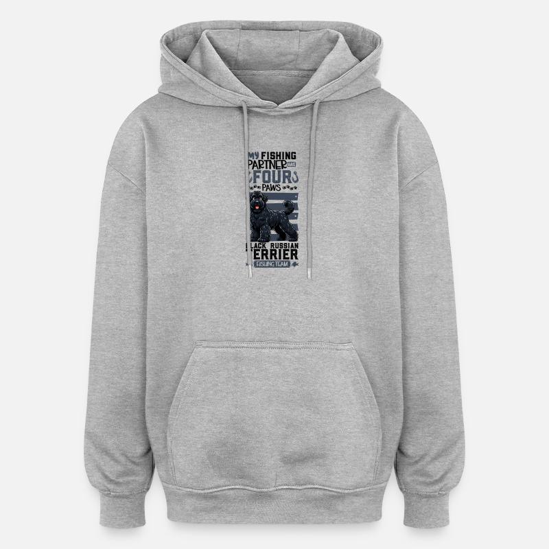 Pêche et chien de Saint-Hubert - Sweat à capuche oversize unisexe - gris chiné