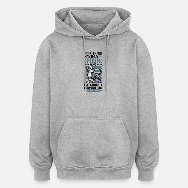 Pêche et Gos d’Atura Català - Sweat à capuche oversize unisexe - gris chiné