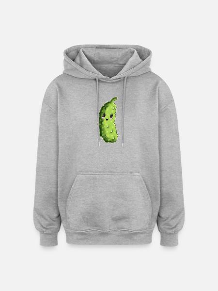 Kuschelige Gurke Cartoon - Oversized Unisex Hoodie - Grau meliert