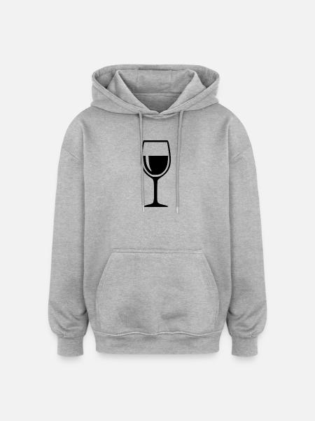 Wine Glass Black Grapevine Wine Gift - Oversized Unisex Hoodie - heather grey