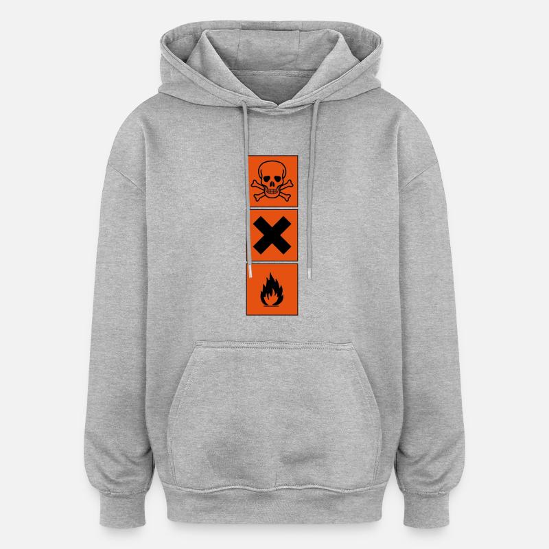 signe de danger - Sweat à capuche oversize unisexe - gris chiné