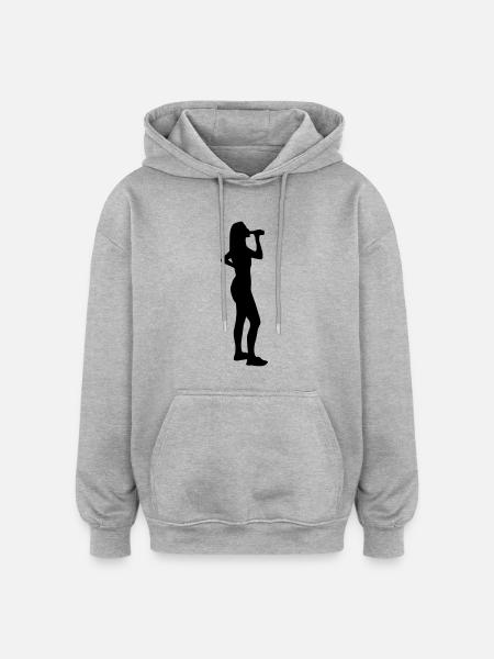 drinking girl - Oversized Unisex Hoodie - Grau meliert