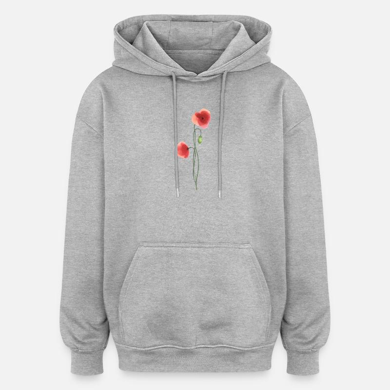Flower: red poppy - Oversized Unisex Hoodie - heather grey