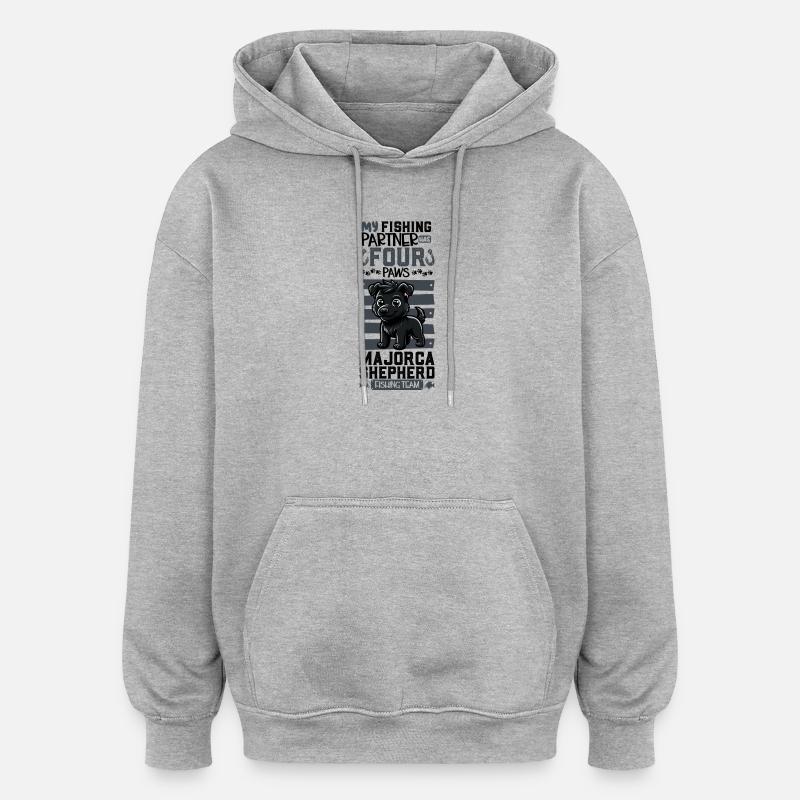 Pêche et Ca de bestiar - Sweat à capuche oversize unisexe - gris chiné