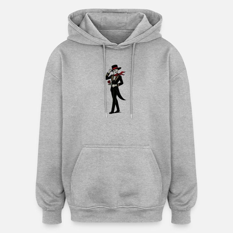 Rosa Mariachi Scheletro - Felpa con cappuccio unisex oversize - grigio melange