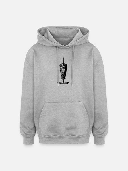 Broche kebab - Sweat à capuche oversize unisexe - gris chiné