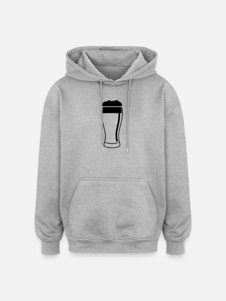 Bierglas mit üppigem Schaum - Oversized Unisex Hoodie - Grau meliert