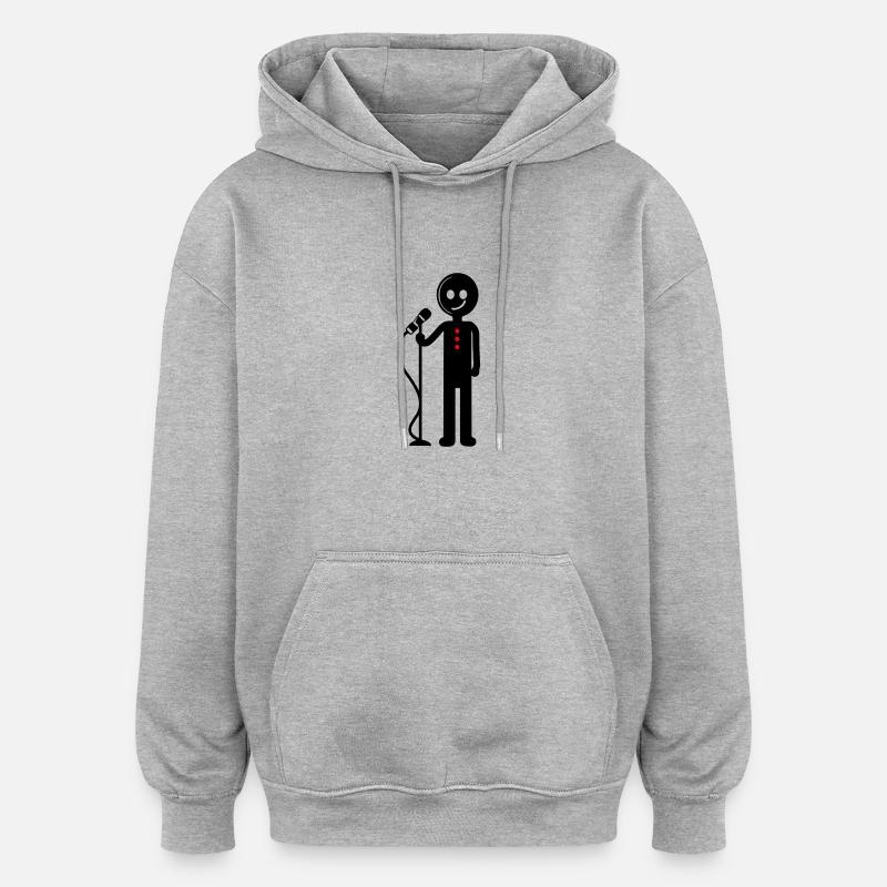 Artiste Chanteur avec microphone - Sweat à capuche oversize unisexe - gris chiné