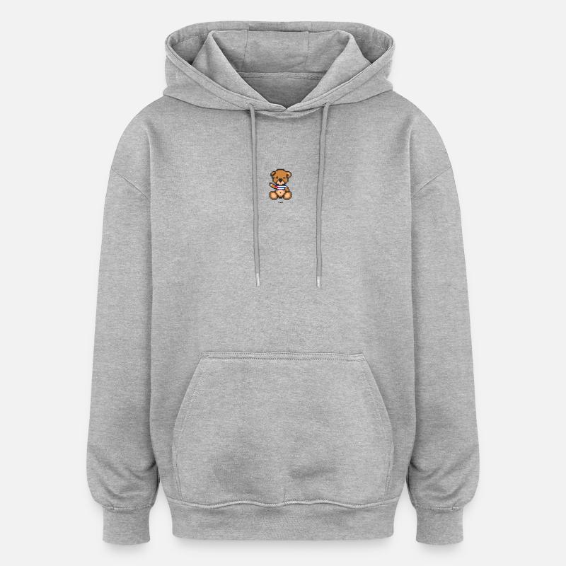 Pixel MiniBear Cuba - Sweat à capuche oversize unisexe - gris chiné