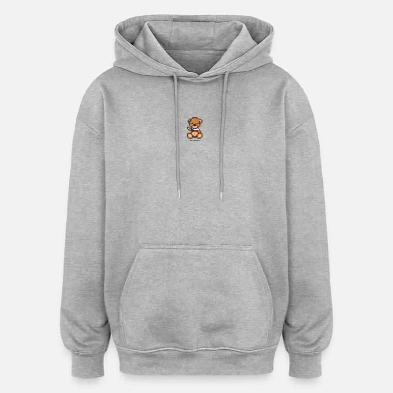Pixel MiniBear Czech Republic - Sweat à capuche oversize unisexe - gris chiné