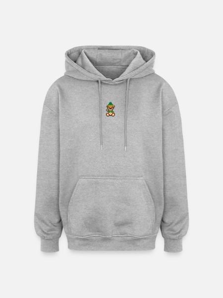 Pixel MiniBär Inca - Oversized Unisex Hoodie - Grau meliert