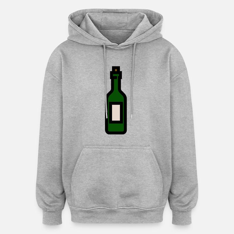 Weinflasche - Oversized Unisex Hoodie - Grau meliert