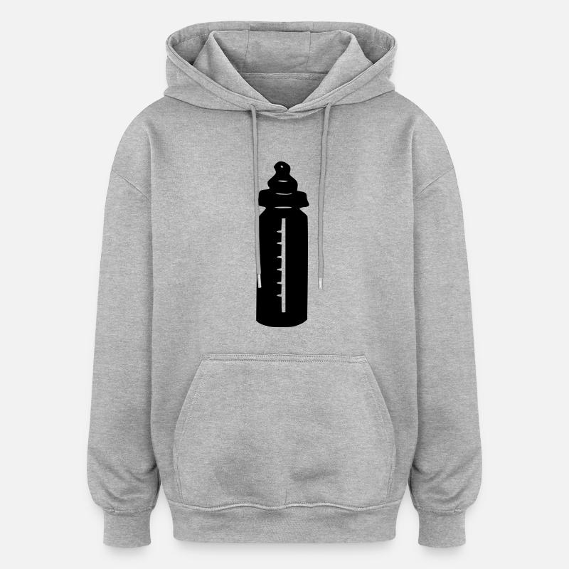 baby_milch_flasche_flaeschchen - Sweat à capuche oversize unisexe - gris chiné
