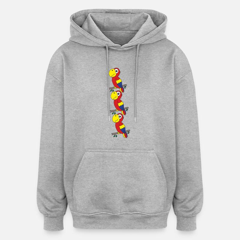 papagei drillinge - Oversized Unisex Hoodie - Grau meliert