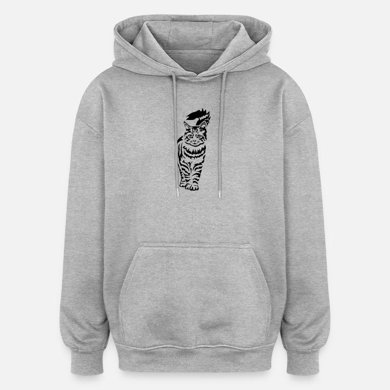 Hauskatze - Katze - Oversized Unisex Hoodie - Grau meliert