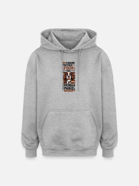 Fishing and English Springer Spaniel - Oversized Unisex Hoodie - heather grey