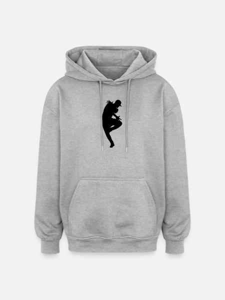 B-Boy Silhouette – Breakdance Flow - Oversized Unisex Hoodie - heather grey