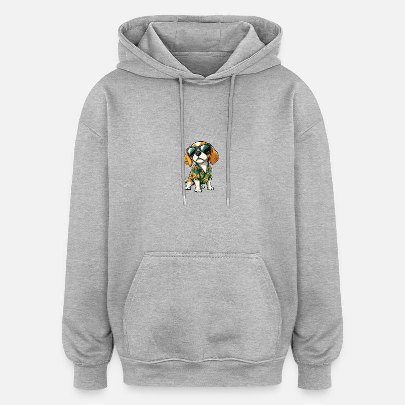 Beagle Chien Cool Été - Sweat à capuche oversize unisexe - gris chiné