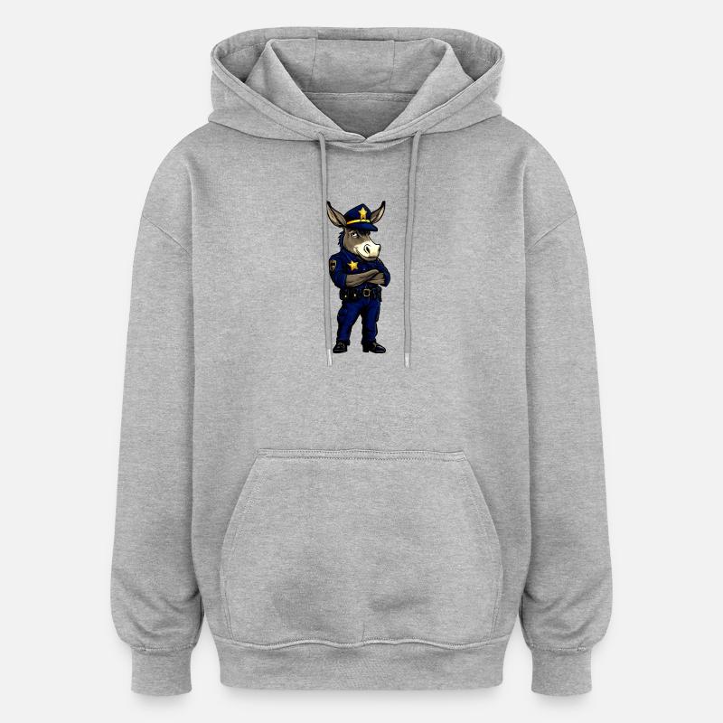 Polizei Esel - Oversized Unisex Hoodie - Grau meliert
