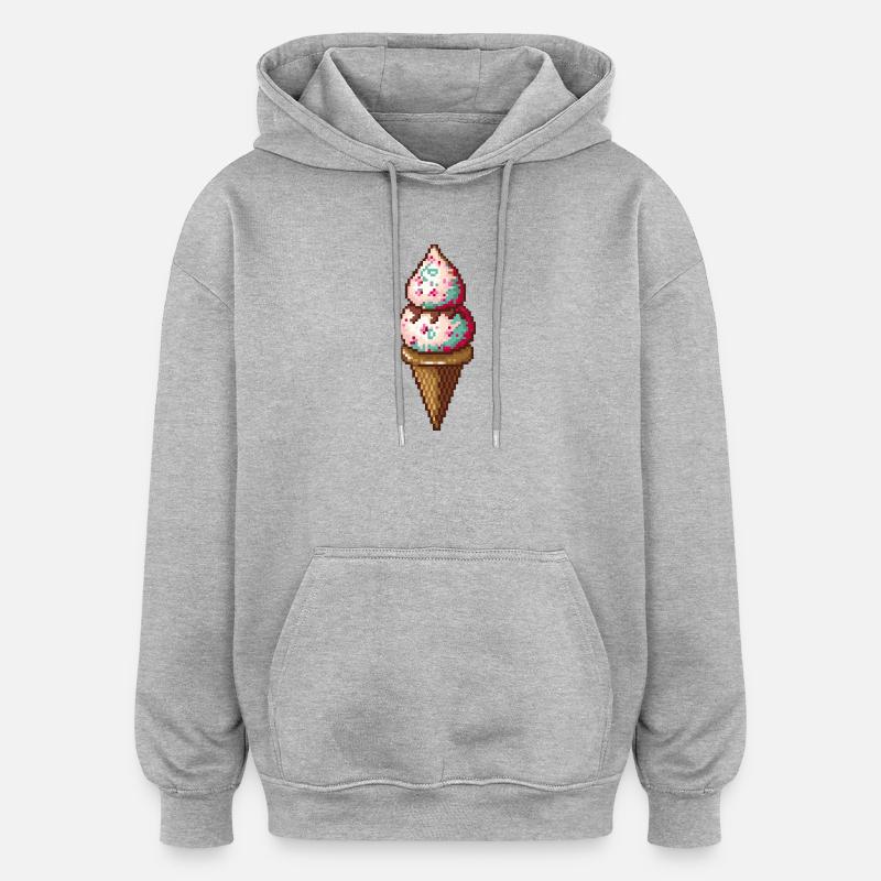 Pixel Eiscreme in Pixelkunst - Oversized Unisex Hoodie - heather grey