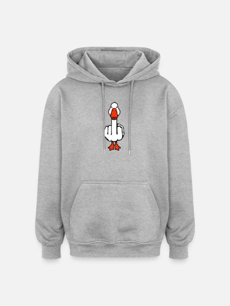 Gans Mittelfinger Rebell Sarkastisch Beleidigung - Oversized Unisex Hoodie - Grau meliert