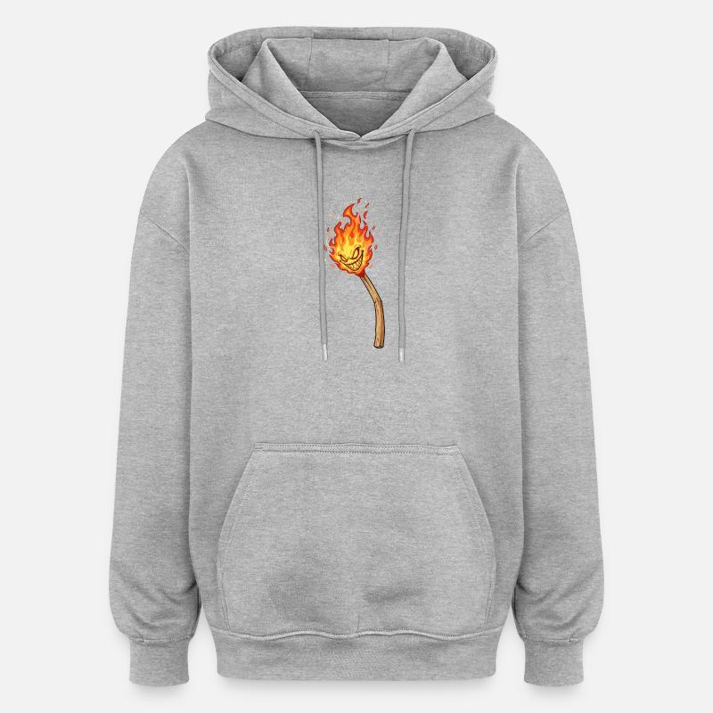 Lodernder Flammenkobold - Oversized Unisex Hoodie - Grau meliert