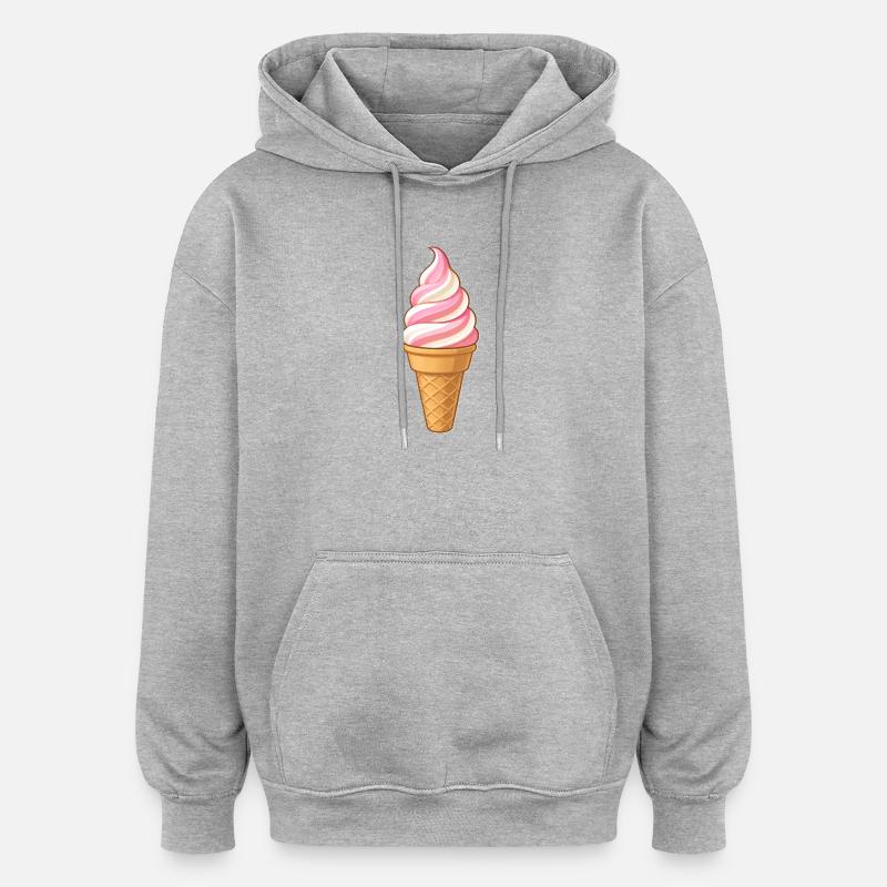 Softeis Erdbeer-Vanille - Oversized Unisex Hoodie - Grau meliert