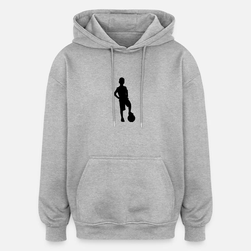 Fussball Junge - Oversized Unisex Hoodie - Grau meliert