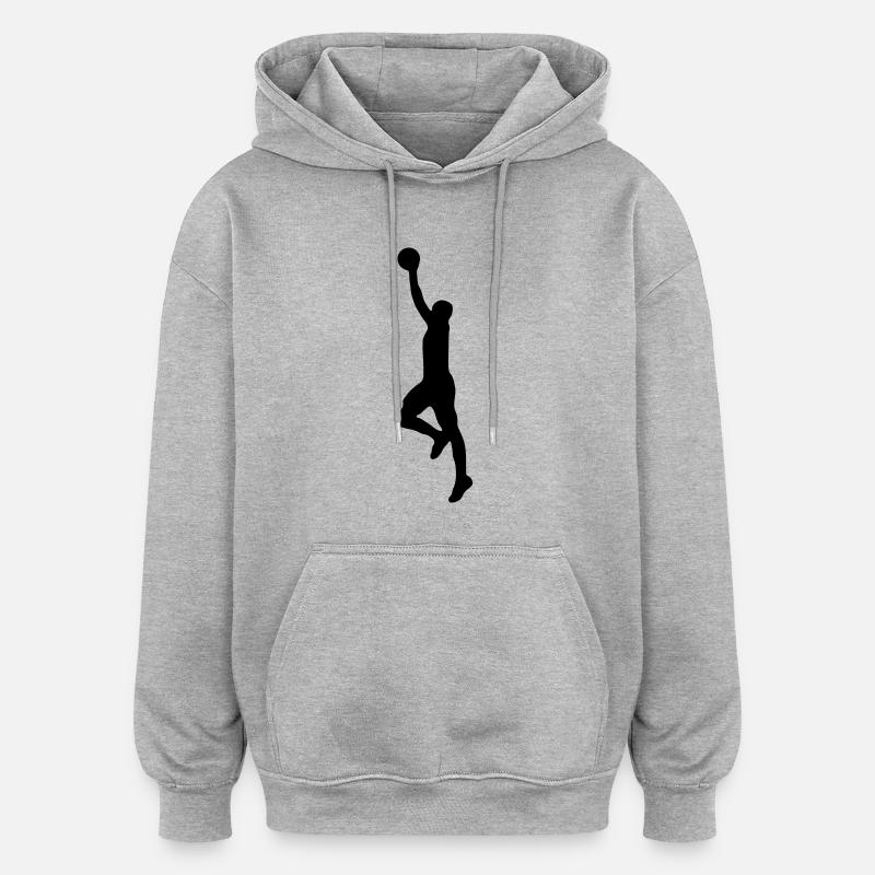 basket_g1 - Sweat à capuche oversize unisexe - gris chiné