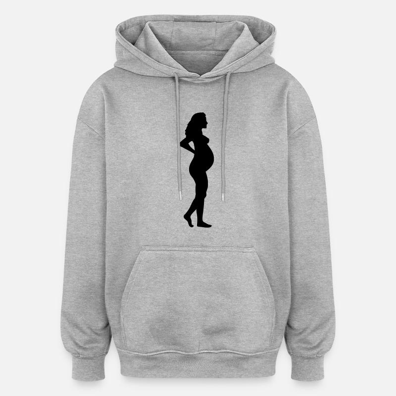 Femme enceinte - Sweat à capuche oversize unisexe - gris chiné