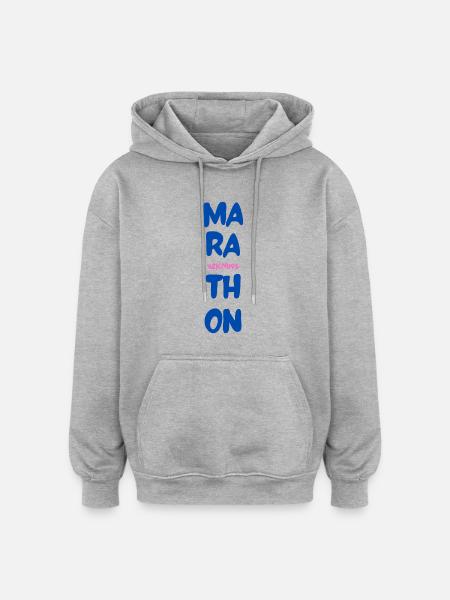 Mara 42.195 thon - Sweat à capuche oversize unisexe - gris chiné