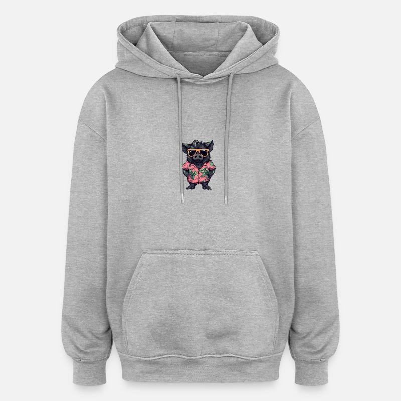 Cochon Été Sanglier - Sweat à capuche oversize unisexe - gris chiné