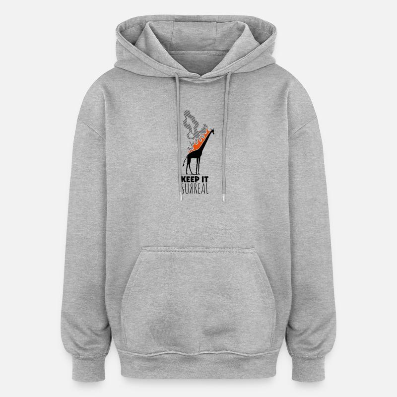 Surreale Giraffe – Keep it Surreal für Kunstfans - Oversized Unisex Hoodie - Grau meliert