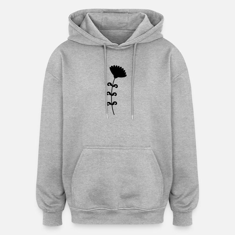 Fleur - Sweat à capuche oversize unisexe - gris chiné