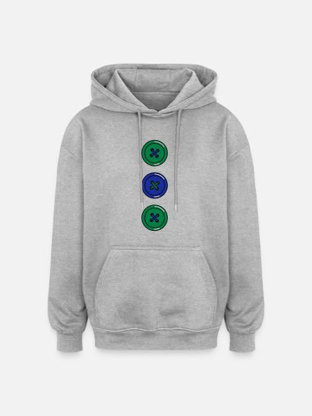 Buttons - Oversized Unisex Hoodie - heather grey