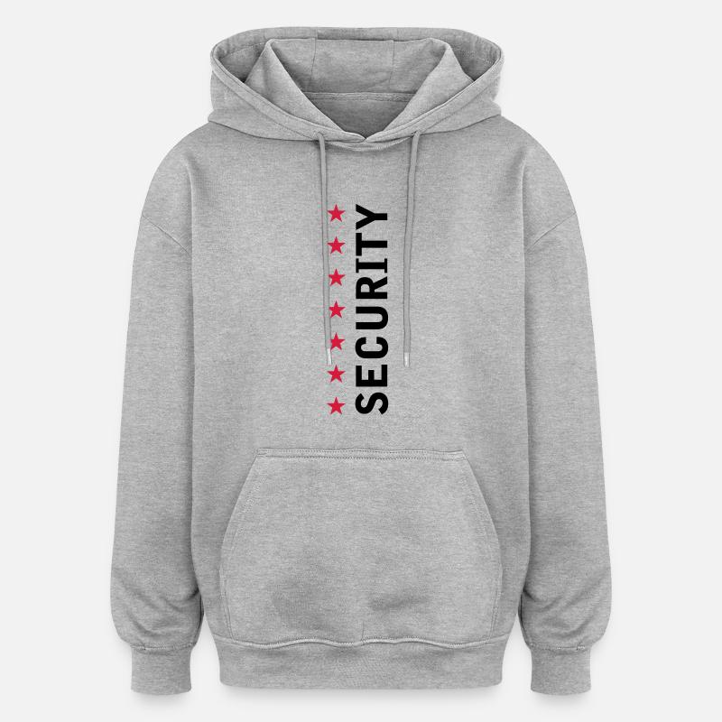 Security Text Logo - Sweat à capuche oversize unisexe - gris chiné