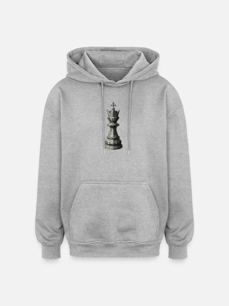 Chess King – Dark Geometric Illustration - Oversized Unisex Hoodie - heather grey