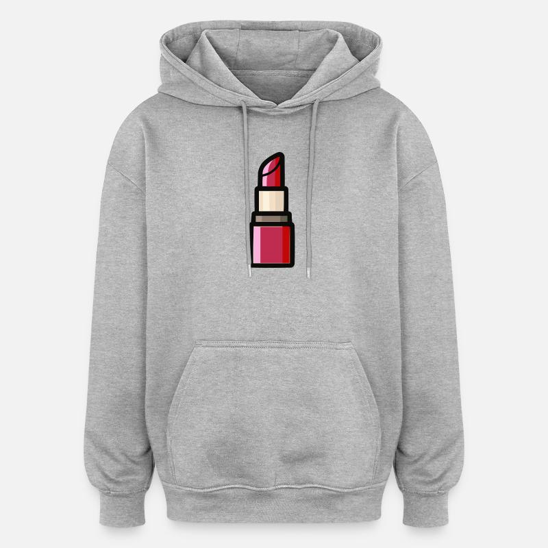 Illustration de rouge à lèvres - Sweat à capuche oversize unisexe - gris chiné