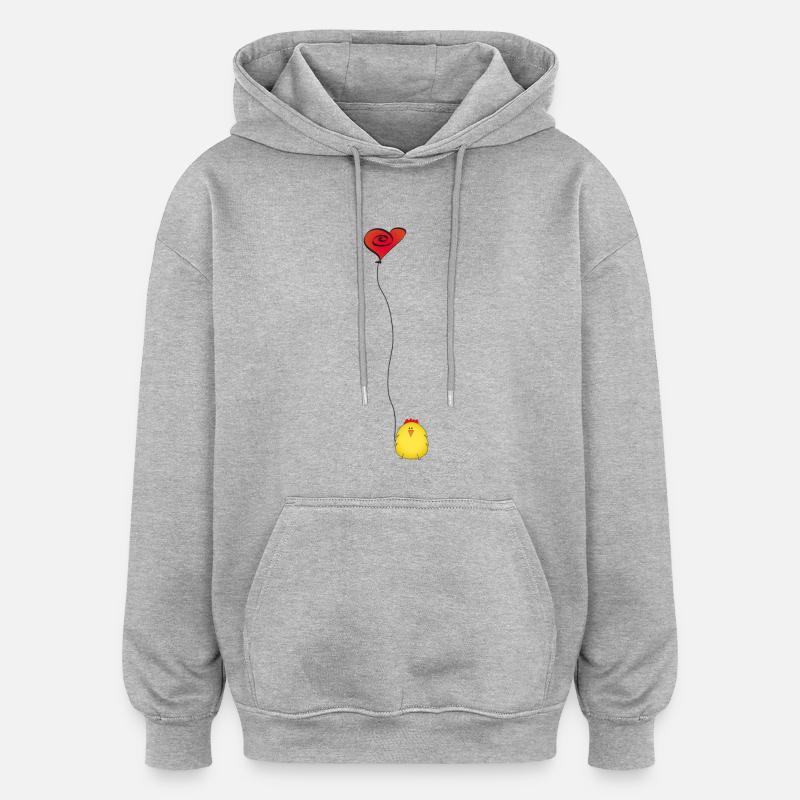 Poulet - Sweat à capuche oversize unisexe - gris chiné