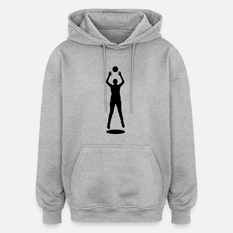 Volley-ball Setter Silhouette - Sweat à capuche oversize unisexe - gris chiné