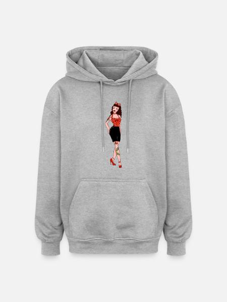 Pinup Rockabilly - Oversized Unisex Hoodie - heather grey