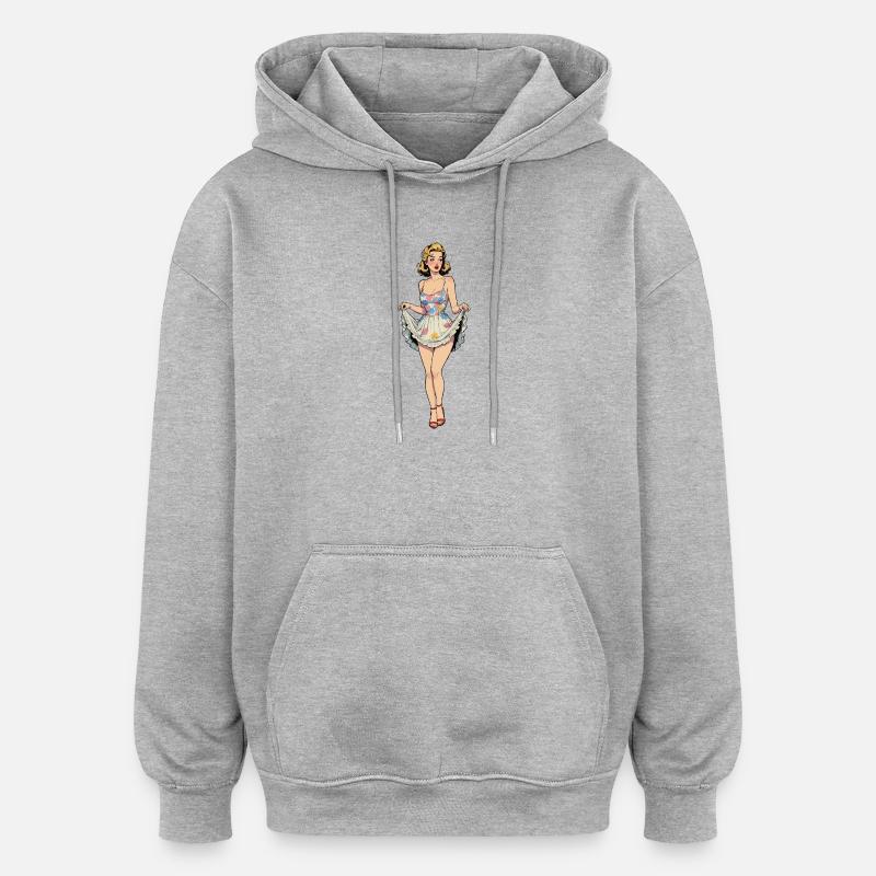 Pin-up-Mädchen im Sommerkleid - Oversized Unisex Hoodie - Grau meliert