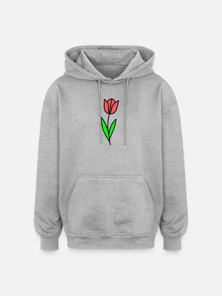 Bande dessinée Tulip Fleur - Sweat à capuche oversize unisexe - gris chiné