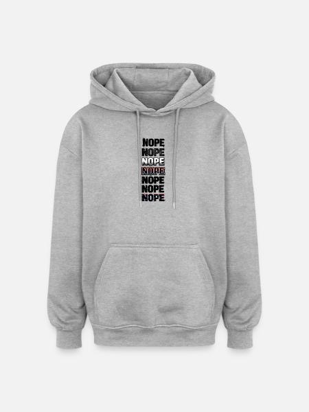 Nein, Neon-Glitch-Textstack - Oversized Unisex Hoodie - Grau meliert