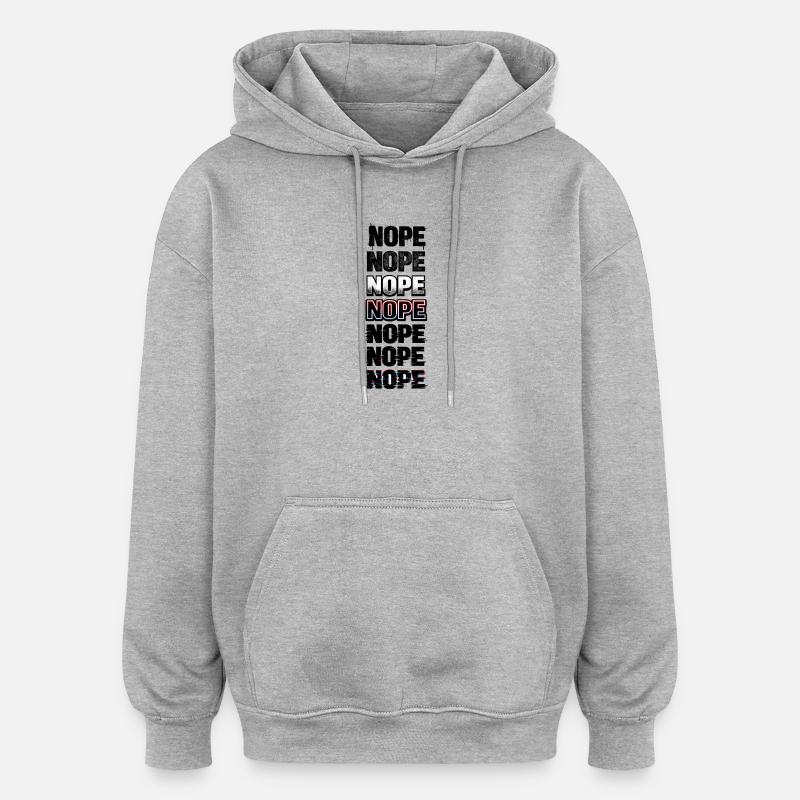 Nein, Neon-Glitch-Textstack - Oversized Unisex Hoodie - Grau meliert
